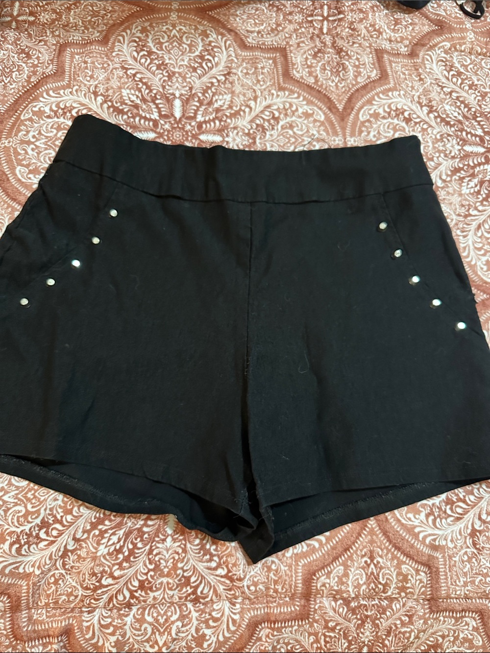 Charlotte Russe Black High-Waist Shorts with Stud Accents
